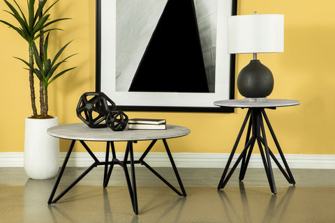 Banner 2-piece Round SmartTop Coffee and End Table Set Cement