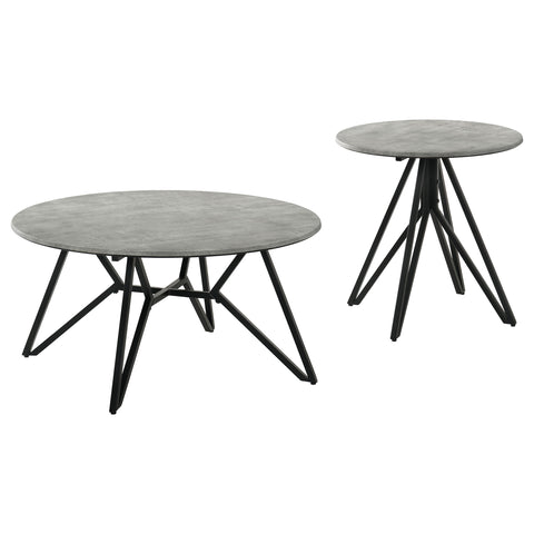 Banner 2-piece Round SmartTop Coffee and End Table Set Cement