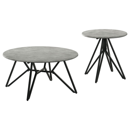 Banner 2-piece Round SmartTop Coffee and End Table Set Cement