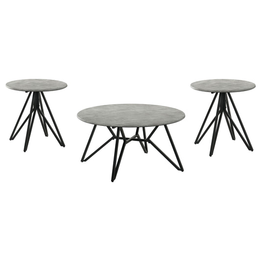 Banner 3-piece Round SmartTop Coffee and End Table Set Cement