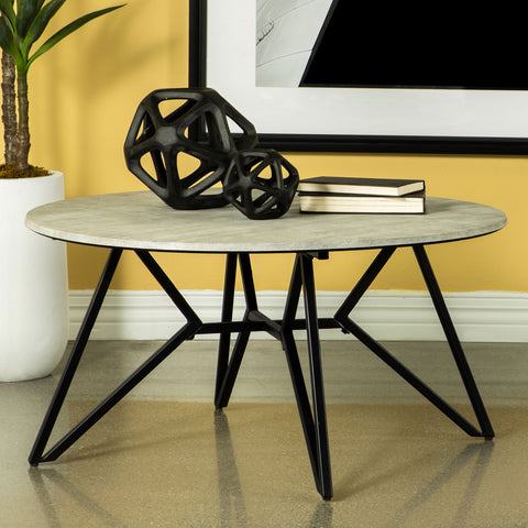 Bellatrix Round SmartTop Coffee Table Cement and GunmetalCement