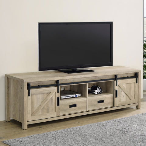 Marmore 2-door Engineered Wood 79" TV Stand Distressed PineDistressed Pine