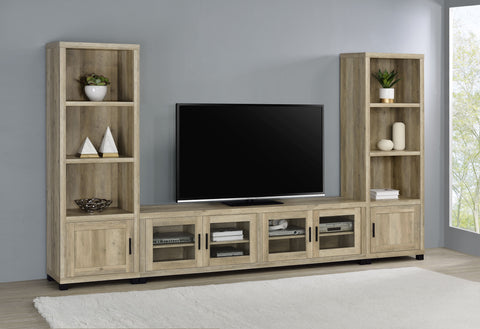 Leonard 3-piece 79" TV Entertainment Center Antique PineDistressed Pine