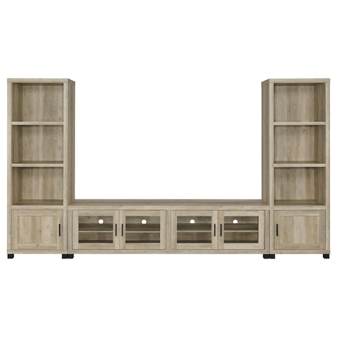 Leonard 3-piece 79" TV Entertainment Center Antique PineDistressed Pine