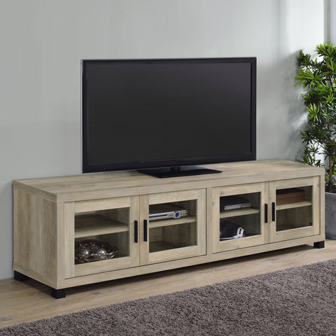 Leonard 4-door Engineered Wood 79" TV Stand Distressed PineDistressed Pine