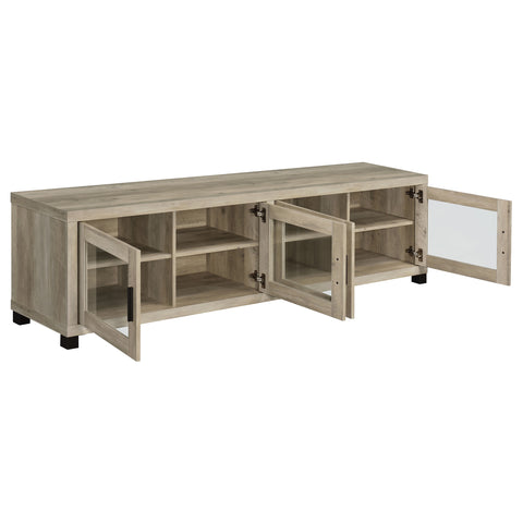 Leonard 4-door Engineered Wood 79" TV Stand Distressed PineDistressed Pine