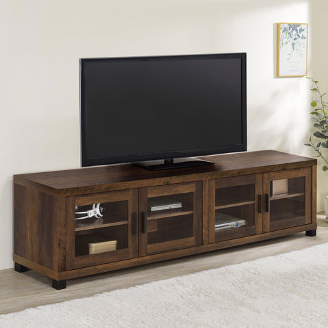 Leonard 4-door Engineered Wood 79" TV Stand Dark PineDark Pine