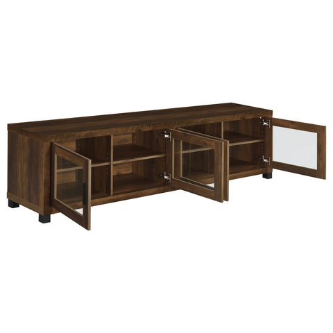 Leonard 4-door Engineered Wood 79" TV Stand Dark PineDark Pine