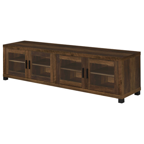 Leonard 4-door Engineered Wood 79" TV Stand Dark PineDark Pine