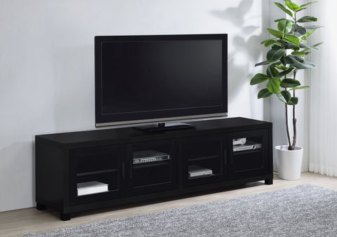 Chadwick 4-door Engineered Wood 79-inch TV Stand BlackBlack