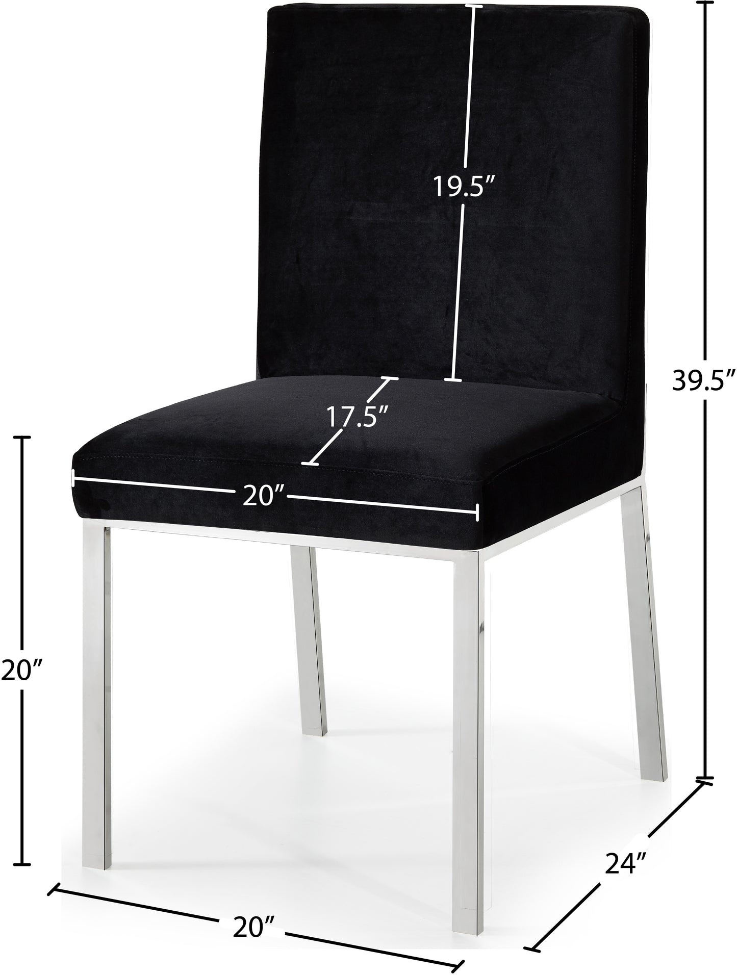 elegante black velvet dining chair c