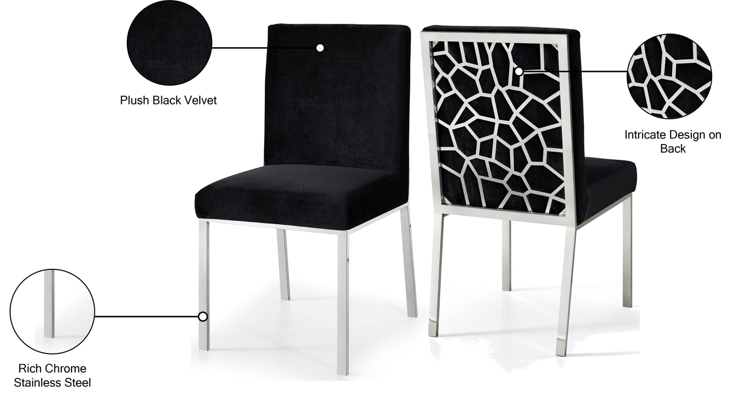 elegante black velvet dining chair c