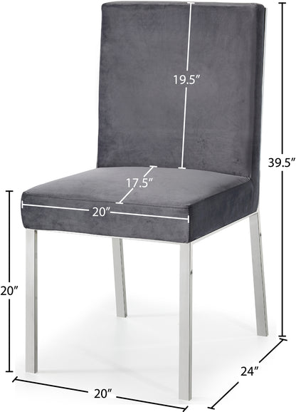 Elegante Grey Velvet Dining Chair C