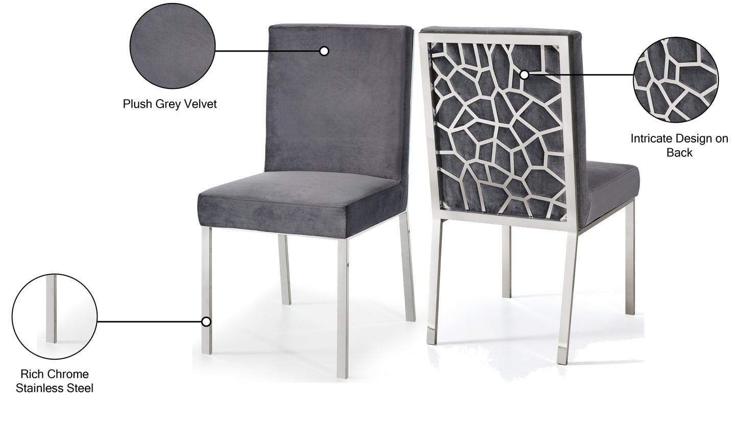 elegante grey velvet dining chair c