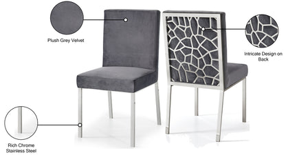 Elegante Grey Velvet Dining Chair C