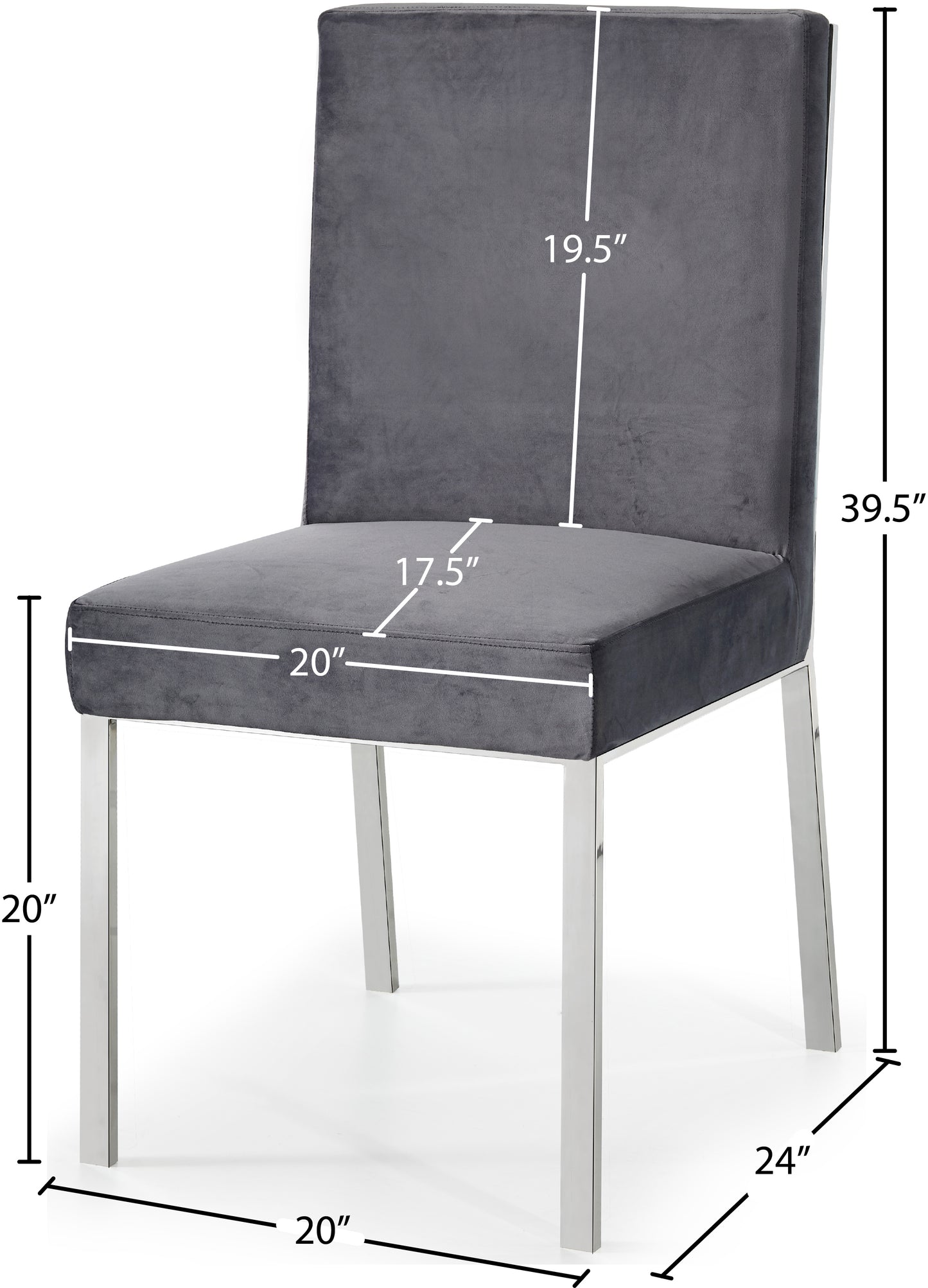 destin grey velvet dining chair