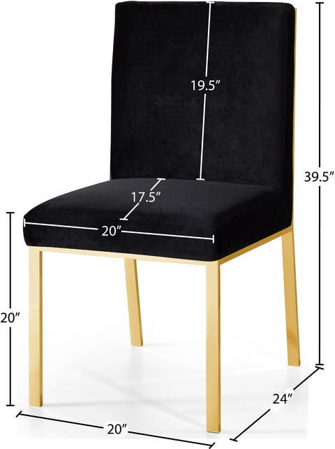 Quinn Black Velvet Upholstered Dining Chair, 2-Piece