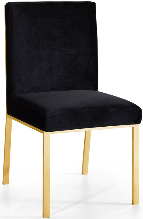 Quinn Black Velvet Upholstered Dining Chair, 2-Piece