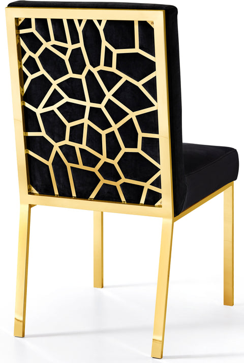 Quinn Black Velvet Upholstered Dining Chair, 2-Piece