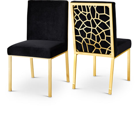 Quinn Black Velvet Upholstered Dining Chair, 2-Piece