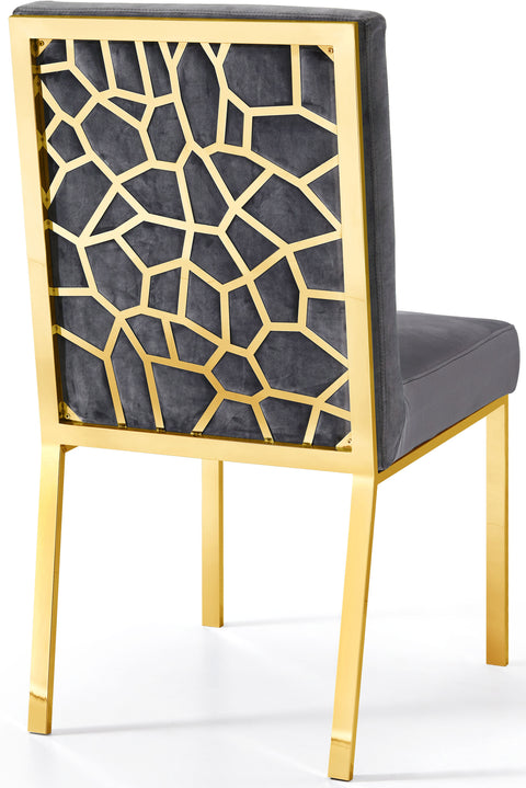 Quinn Grey Velvet Upholstered Dining Chair, 2-Piece