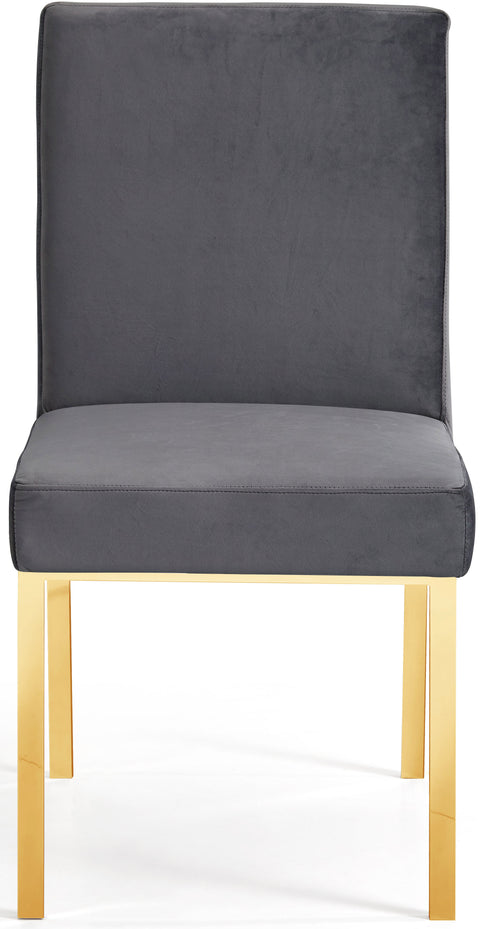 Quinn Grey Velvet Upholstered Dining Chair, 2-Piece