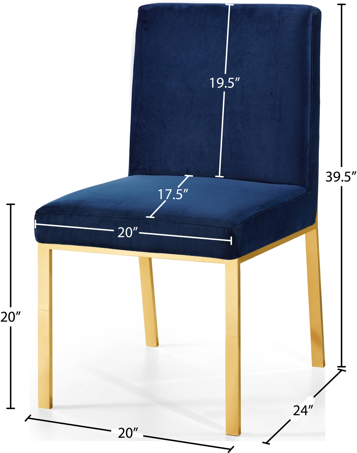 elegante navy velvet dining chair c