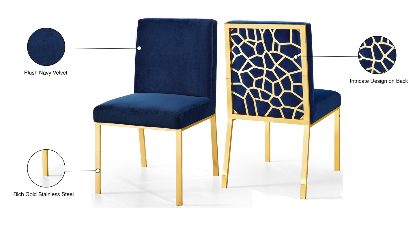 elegante navy velvet dining chair c