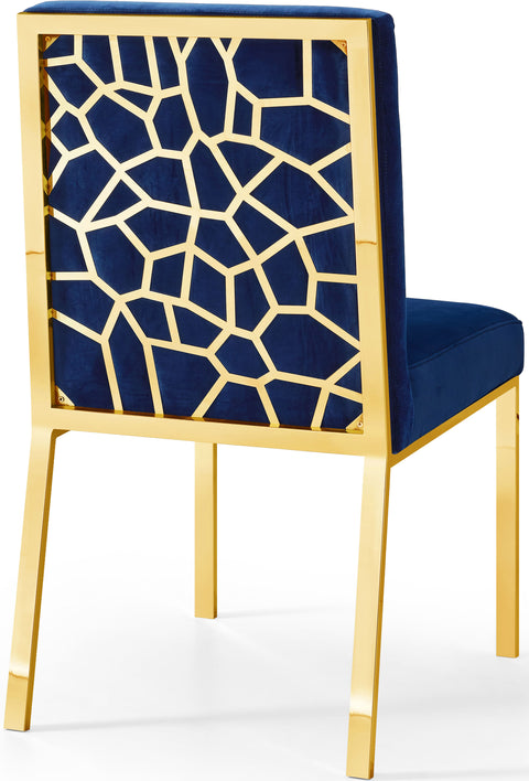 Quinn Navy Velvet Upholstered Dining Chair, 2-Piece
