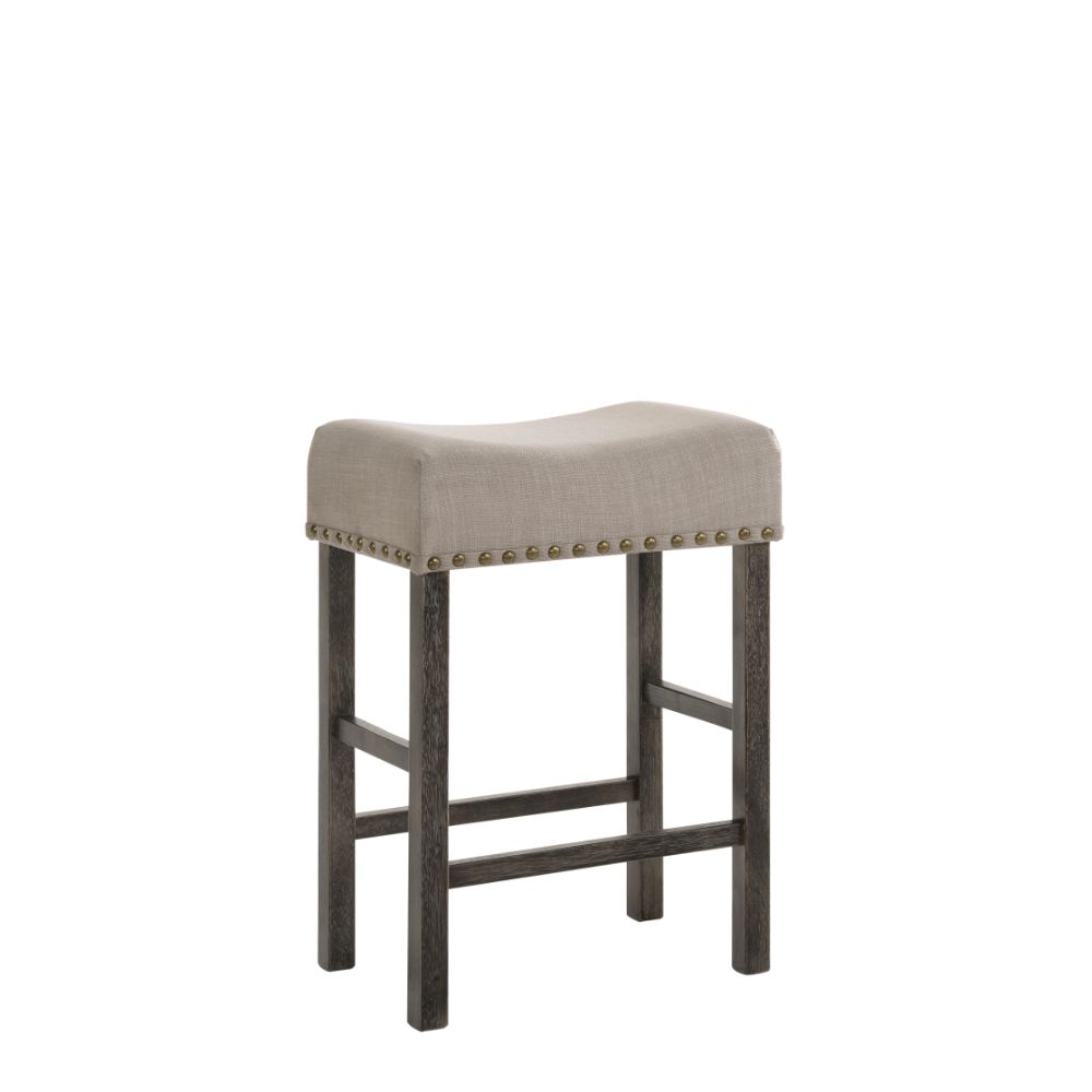 finley ii counter height stool (set-2), tan linen & weathered gray finish