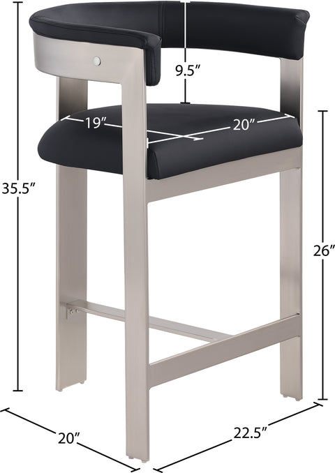 Nova Black Vegan Leather Upholstered Counter Stool, 2-Piece (Style 3)