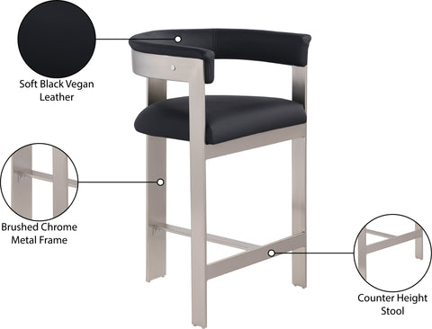 Nova Black Vegan Leather Upholstered Counter Stool, 2-Piece (Style 3)