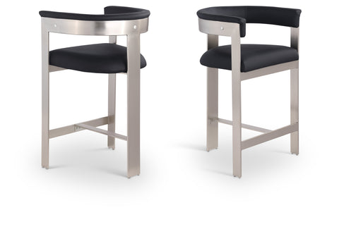 Nova Black Vegan Leather Upholstered Counter Stool, 2-Piece (Style 3)