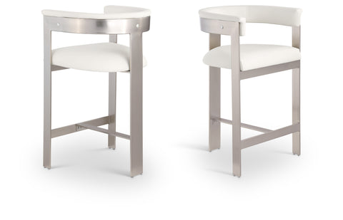 Nova Cream Vegan Leather Upholstered Counter Stool, 2-Piece (Style 3)