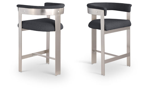 Nova Black Vegan Leather Upholstered Counter Stool, 2-Piece (Style 2) (Style 2)