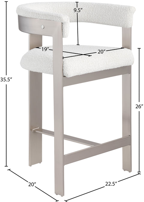 Bubble Cream Boucle Fabric Counter Stool