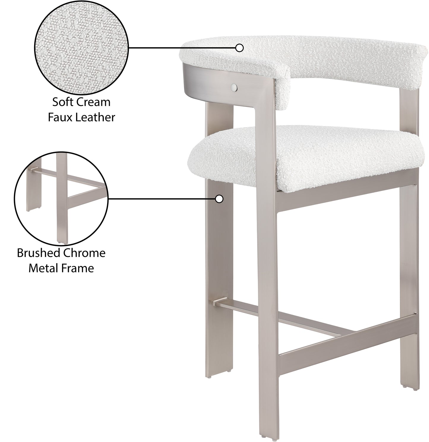 bubble cream boucle fabric counter stool