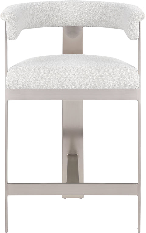 Bubble Cream Boucle Fabric Counter Stool