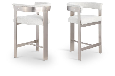 Nova Cream Vegan Leather Upholstered Counter Stool, 2-Piece (Style 2) (Style 2)