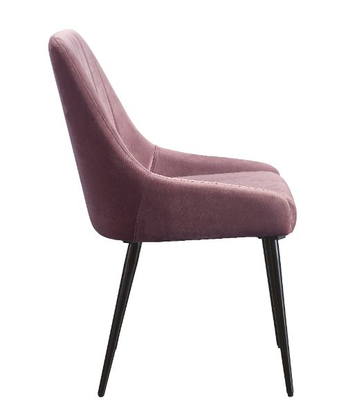 ginny side chair (set-2), pink fabric & black finish