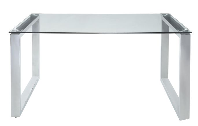 glancio dining table, clear glass top & chrome finish