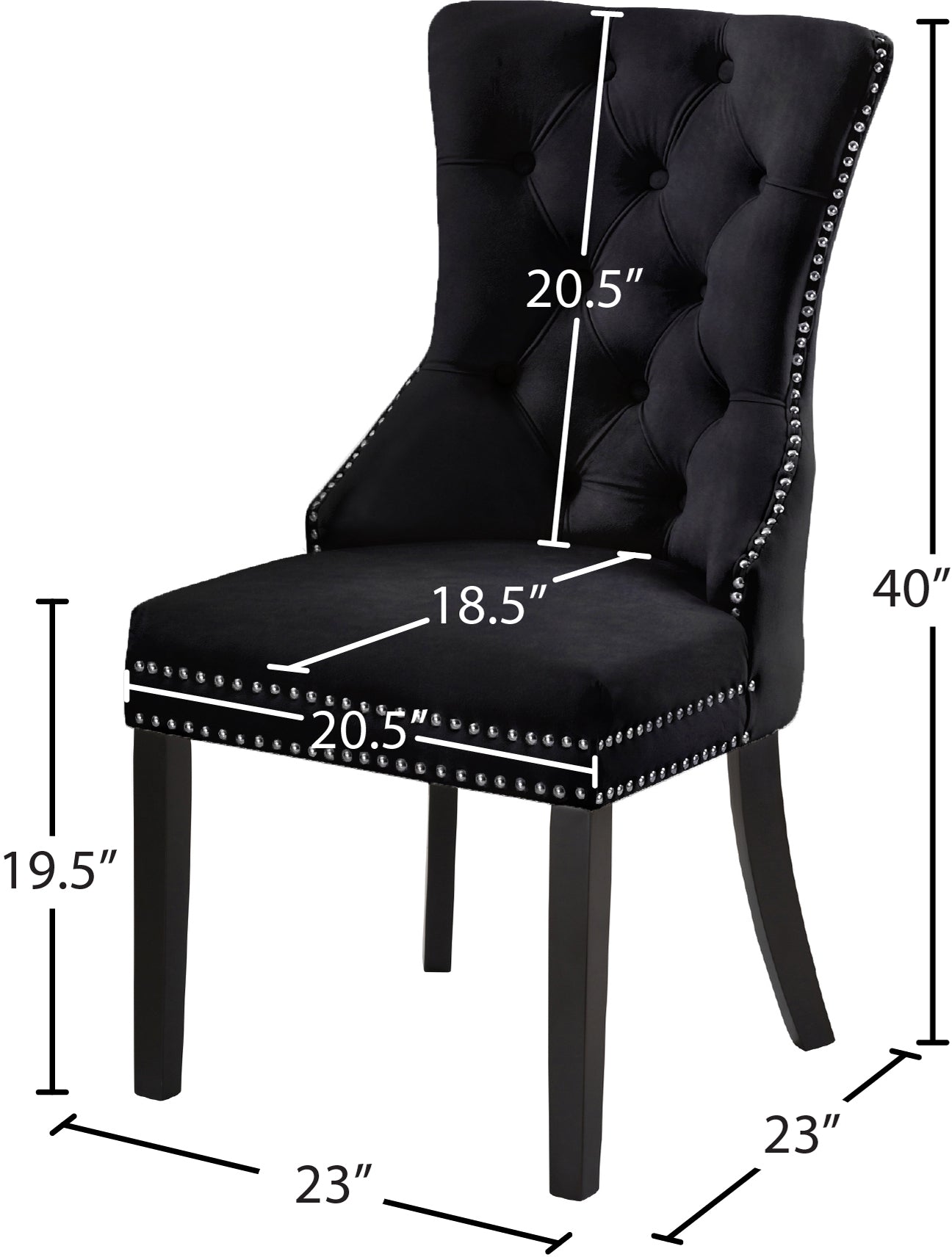 emmet black velvet dining chair c