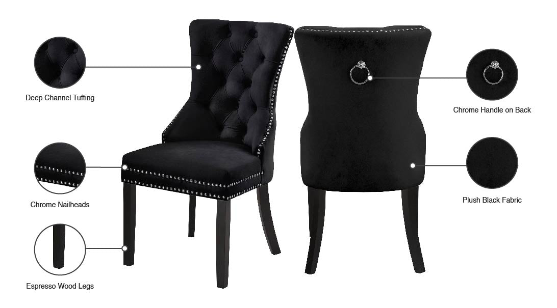 emmet black velvet dining chair c