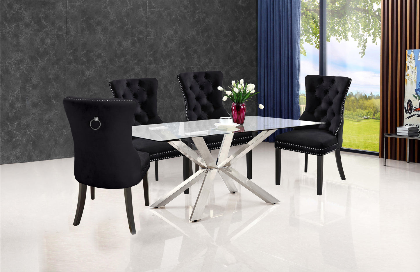 emmet black velvet dining chair c