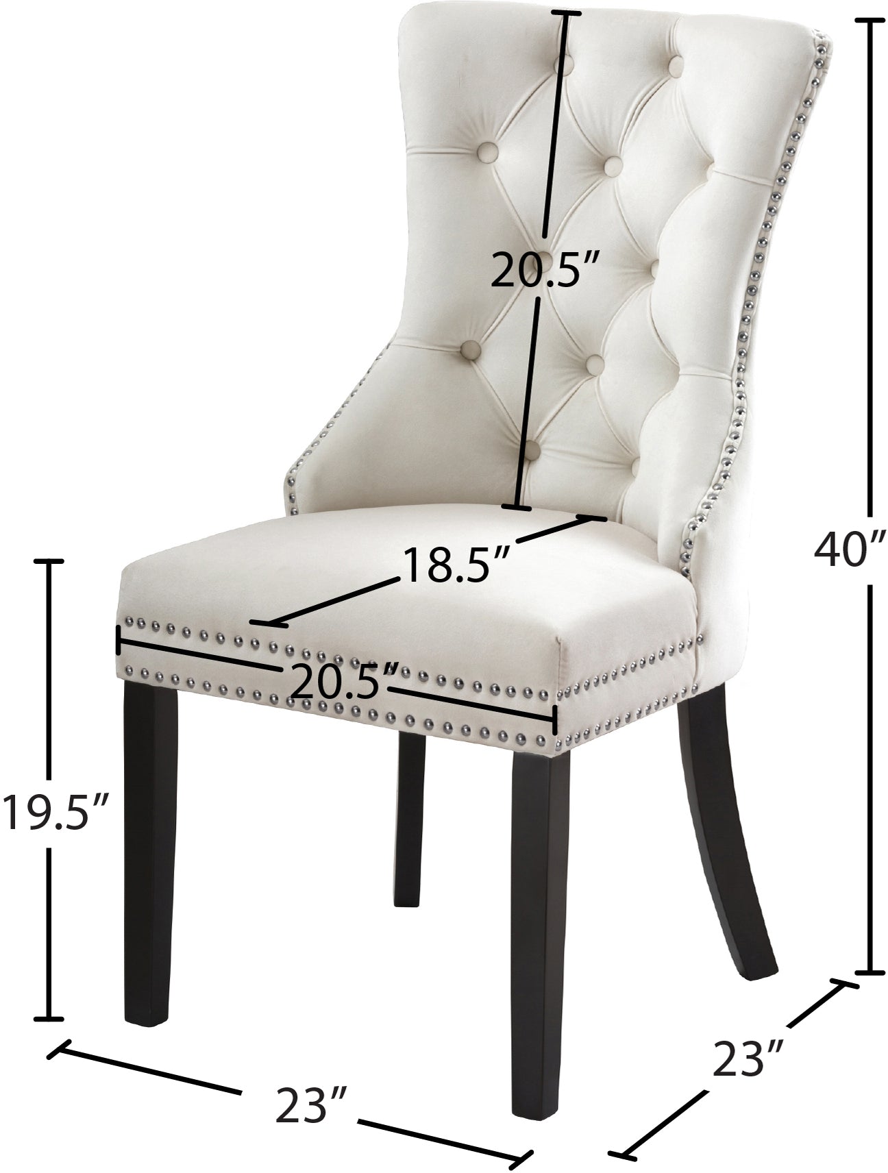 emmet cream velvet dining chair c