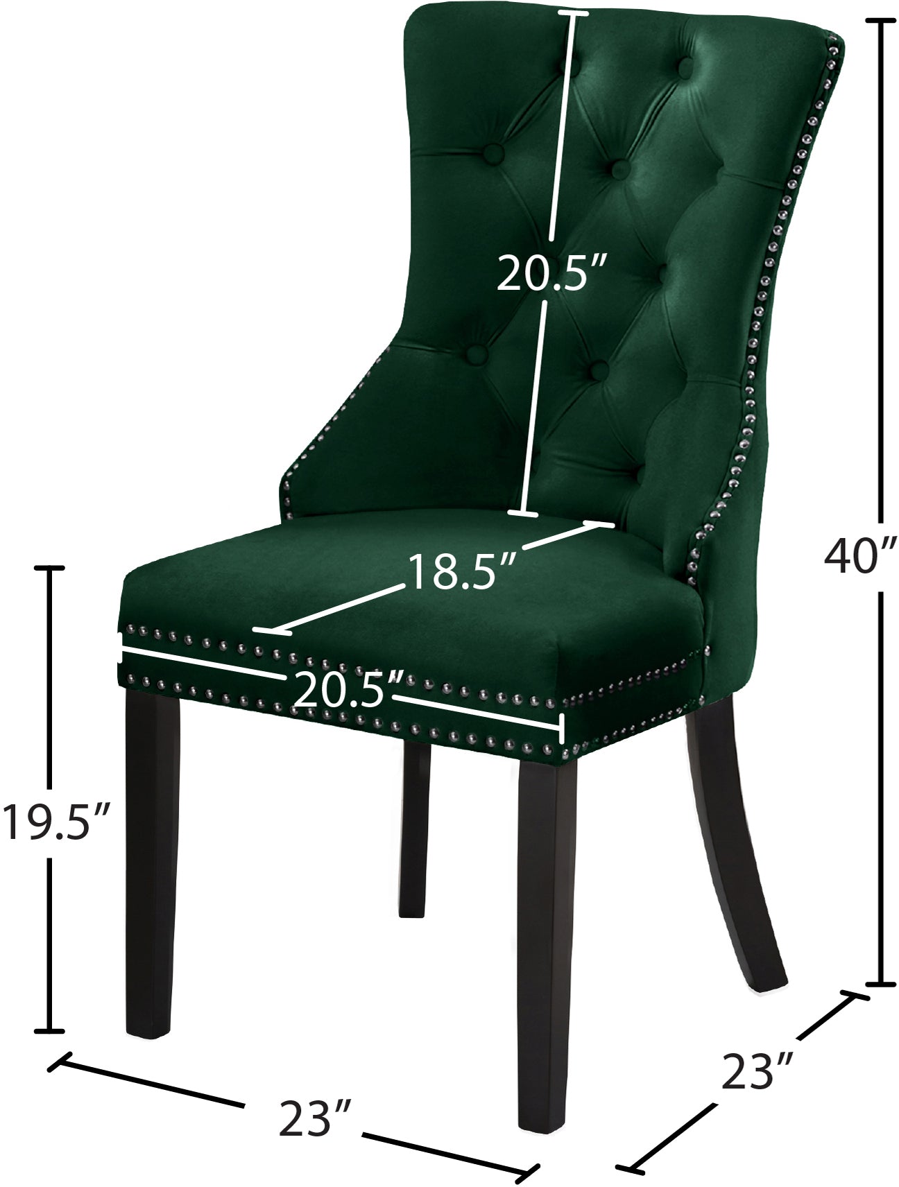 emmet green velvet dining chair c