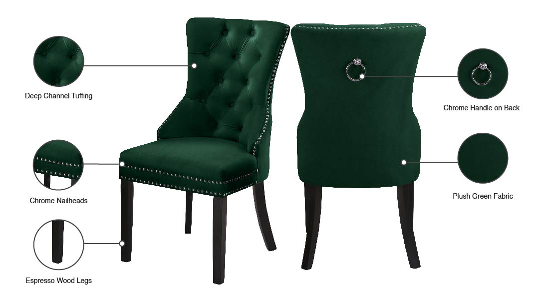 emmet green velvet dining chair c