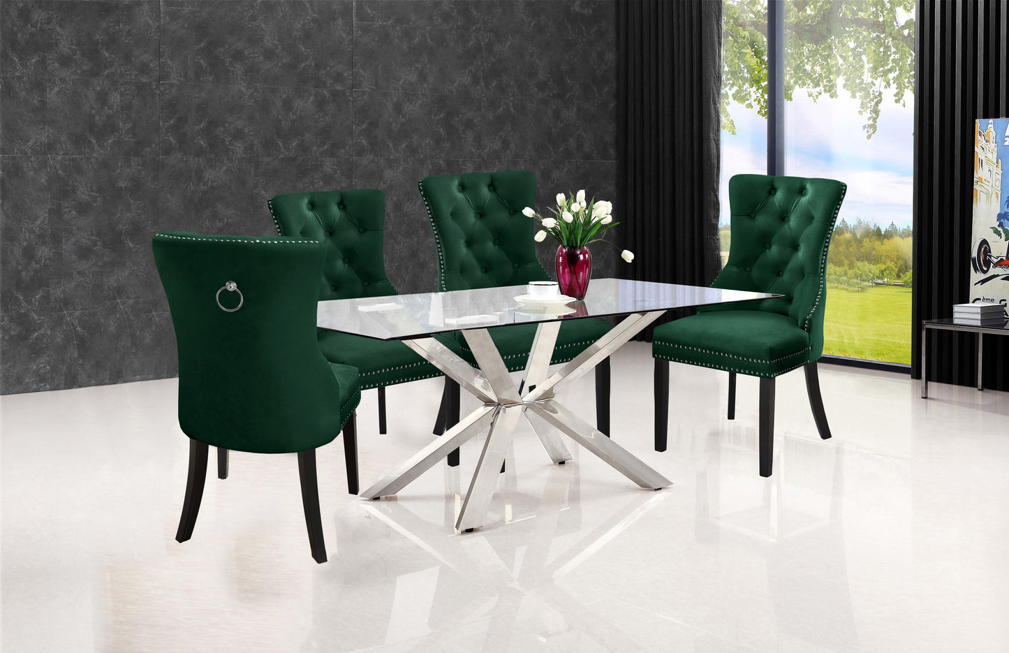 emmet green velvet dining chair c