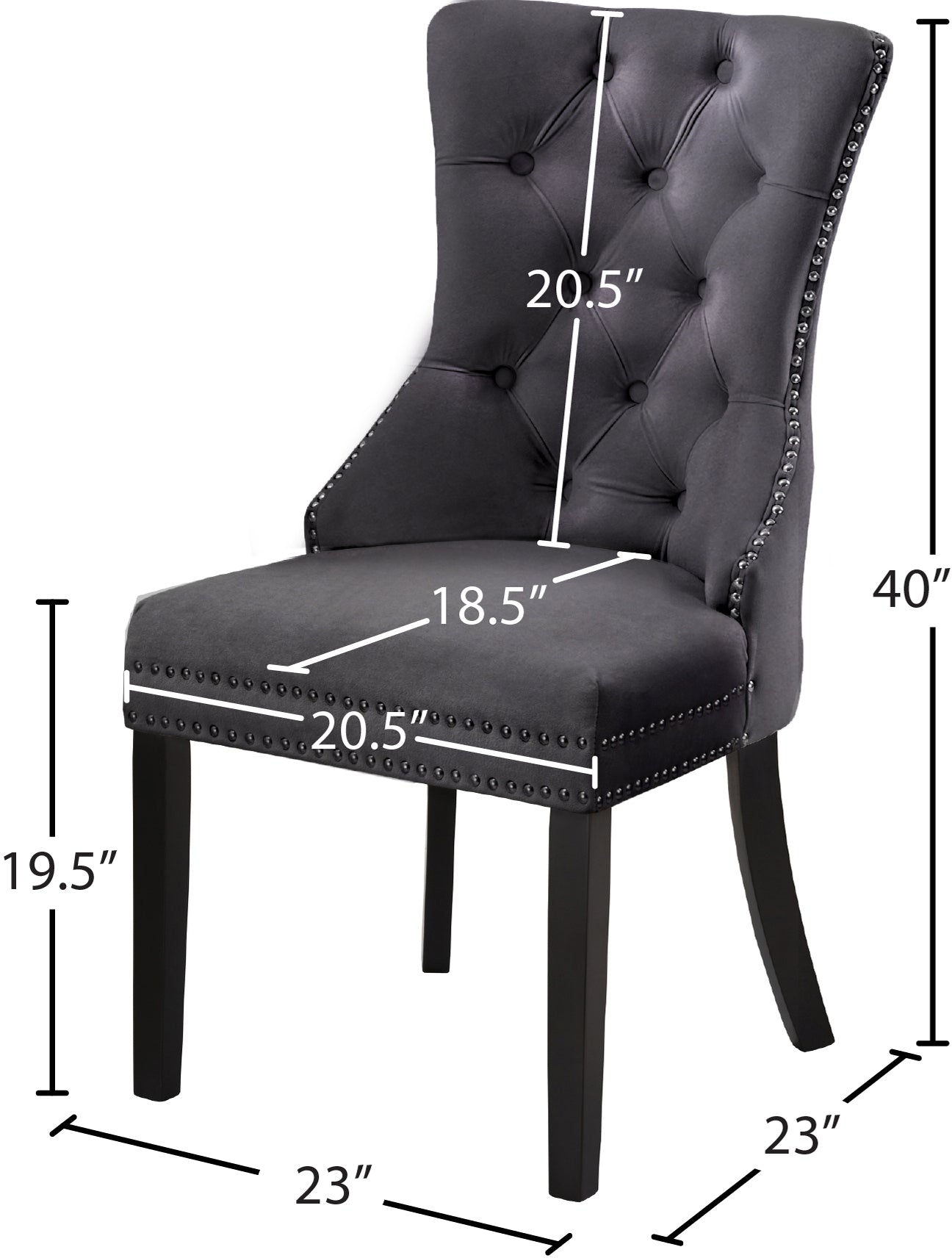 emmet grey velvet dining chair c