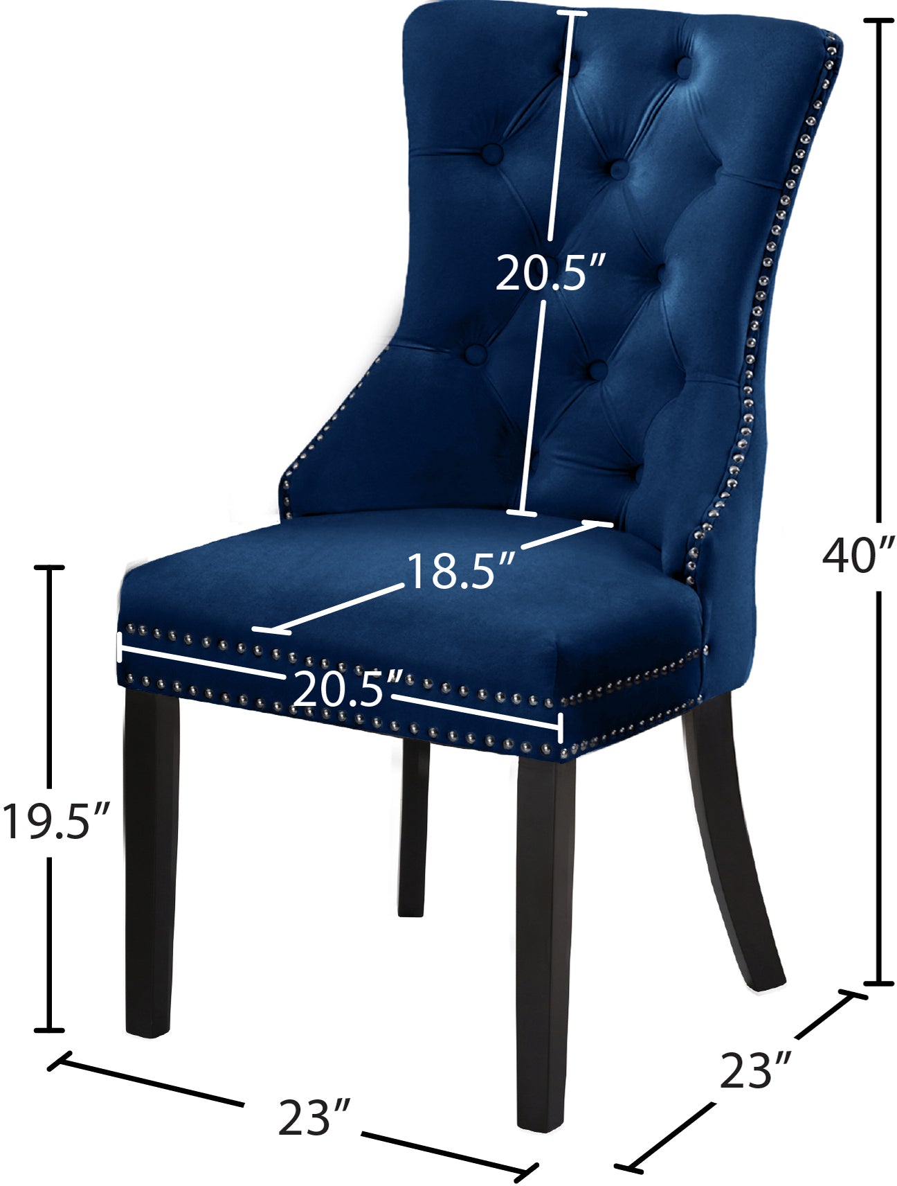 emmet navy velvet dining chair c